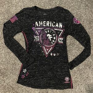 American Fighter Charcoal and White Tee